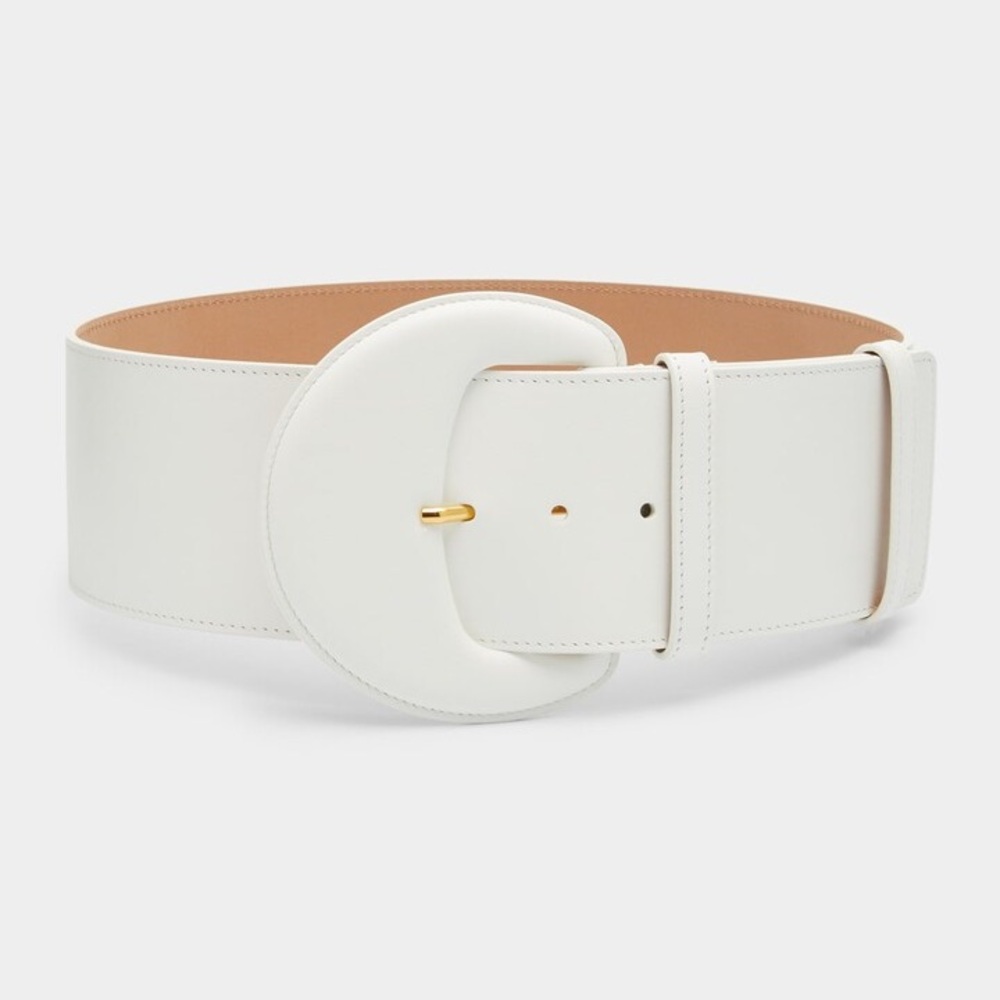 Carolina Herrera White and Gold Belt with Modern Design